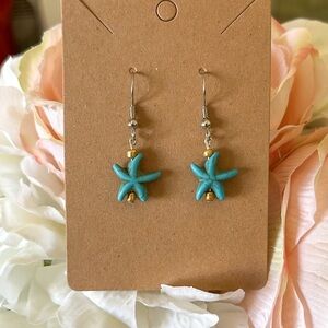 Aqua Starfish Dangle Earrings